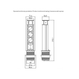 Extension cord d 60 3 SCHUKO sockets 2xUSB Gray 220-240V AE-BPW3S60U-80 GTV