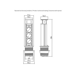Extension cord GTV d 60 3 sockets SCHUKO cable 1.5m Gray 220-240V AE-BPW3S60-80