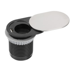 Extension cord SLIDE d 60 1 SCHUKO socket 1xUSB 2.4A cable 1.9m 220-240V Steel AE-BPW1S1UCH-51 GTV