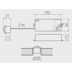 Switch with PIR motion sensor 110-240V White GTV (AE-WBEZ-DPIR-10)
