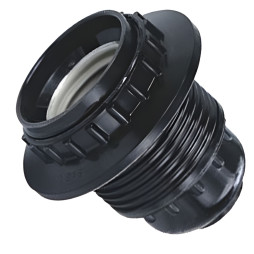 LEMANSO E27 lampholder bakelite, thread with ring black / LM2522
