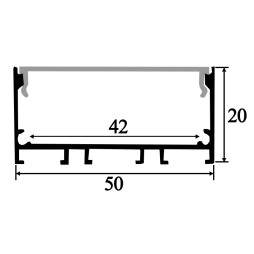 Aluminum profile for LED strip AL-22 1 meter anodized surface mounted LEDUA