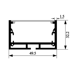 Aluminum profile for LED strip AL-23-1 1 meter anodized surface mounted LEDUA