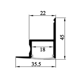 Aluminum profile for LED strip AL-25 1 meter anodized corner one-way light chipboard LEDUA