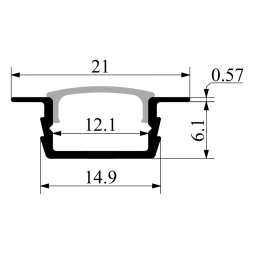 Aluminum profile for LED strip AL-01-2 2 meters black recessed LEDUA
