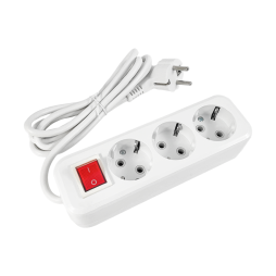Extension cord 3 sockets 2m with grounding with button LMK034 Lemanso