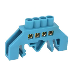 Connecting busbar 6*9 4 ways Lemanso blue / LMA071