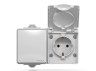 External single socket with grounding and single-button switch gray IP65 BINERA (VF-BNW3-G) VIDEX