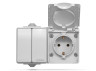 External single socket with grounding and double-button switch gray IP65 BINERA (VF-BNW32-G) VIDEX