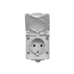 External single socket with grounding gray IP65 BINERA (VF-BNW21G-G) VIDEX