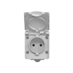 External single socket with grounding gray IP65 BINERA (VF-BNW21-G) VIDEX