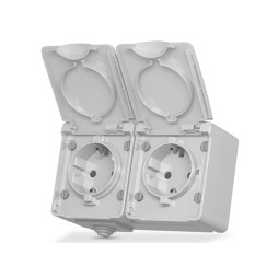 External double socket with grounding gray IP65 BINERA (VF-BNW22G-G) VIDEX