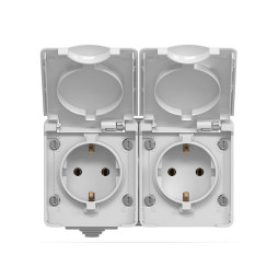 External double socket with grounding gray IP65 BINERA (VF-BNW22G-G) VIDEX