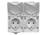 External double socket with grounding gray IP65 BINERA (VF-BNW22G-G) VIDEX