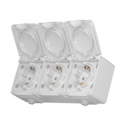 External triple socket with grounding gray IP65 BINERA (VF-BNW23G-G) VIDEX