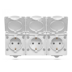 External triple socket with grounding gray IP65 BINERA (VF-BNW23G-G) VIDEX