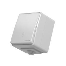 External single-button switch, pass-through, gray, IP65, BINERA (VF-BNW11P-G) VIDEX