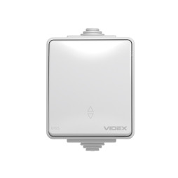 External single-button switch, pass-through, gray, IP65, BINERA (VF-BNW11P-G) VIDEX