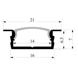 Aluminum profile for LED strip AL-107 2 meters black recessed LEDUA
