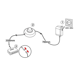 Set 3w driver+foot switch+junction box 4 outputs 700mm+3300mm wire, black color 12V LEDUA