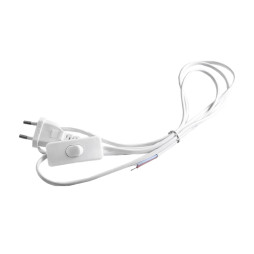 Cable (cord) with flat plug 1.9m+switch white /LMA017