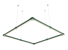 LED pendant, ceiling lamp  "Quadra 2 mini" square 110-240V 64W 3500k 2000*2000 green housing LEDUA