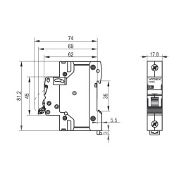 Circuit breaker RS6 1p 63A 6kA C VF-RS6-AV1C63 VIDEX RESIST