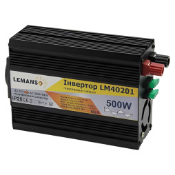 Inverter black housing Lemanso from 12VDC to 230V AC 500W 600VA modified sine wave LM40201 warranty 1 year