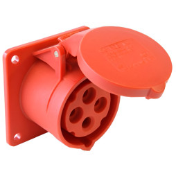 Mortise socket LM2009 (GV) Lemanso 32A/4p (3p+n) 380-415V IP44 red