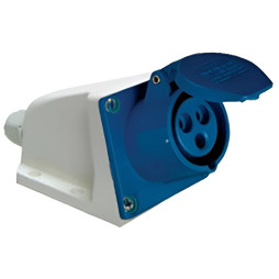 Stationary socket LM2027 (GS) Lemanso 32A/3p (2p+n) 220-240V IP44 blue