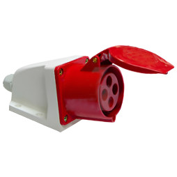 Stationary socket LM2028 (GS) Lemanso 16A 4p (3p+n) 380-415V IP44 red