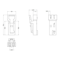 Connector C2541 male white with wire 150mm, 2*(0.1-0.35) LEDUA