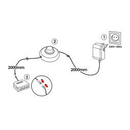 Set driver 12W+foot switch+distribution box 3 outputs, white 12V LEDUA
