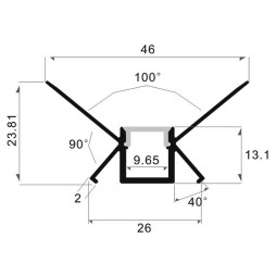 Aluminum profile for LED strip for plasterboard AL-21-1 3 meters anodized internal for plaster corner LEDUA