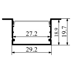 Aluminum profile for LED strip AL-54 2 meters black profile, black recessed diffuser LEDUA