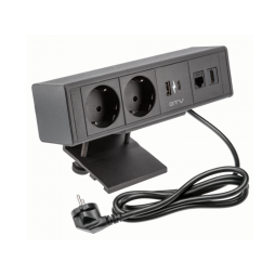 BAR extension cord 2 SCHUKO sockets 1xUSB 1xTYPE-C 1xLAN 1xHDMI 1.5m with plug 180-250V black GTV