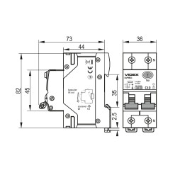 Differential circuit breaker VIDEX RESIST AC 2p 30mA 6kA 10A