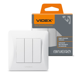 Three-button switch white VIDEX BINERA
