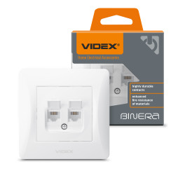 Single telephone socket CAT3+CAT3 white VIDEX BINERA