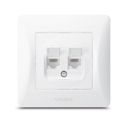 Single telephone socket CAT3+CAT3 white VIDEX BINERA