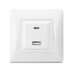 USB-A + USB-C PD20W socket white VIDEX BINERA VF-BNCHRUC20-W