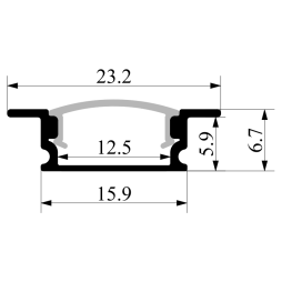 Aluminum profile for LED strip AL-01 2 meters black mortise "Some deformation" LEDUA