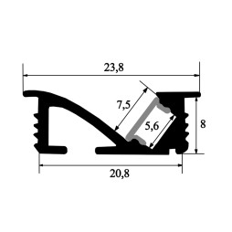 Aluminum profile for LED strip AL-34 2 meters anodized mortise "In places deformation" LEDUA