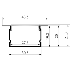 Aluminum profile for LED strip AL-108 2 meters white recessed LEDUA