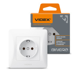 Single socket with grounding white VIDEX BINERA VF-BNSK1G-W