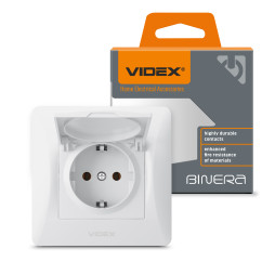 Single socket with grounding and cover white VIDEX BINERA