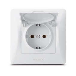 Single socket with grounding and cover white VIDEX BINERA