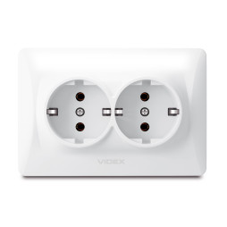 Double socket with grounding white VIDEX BINERA