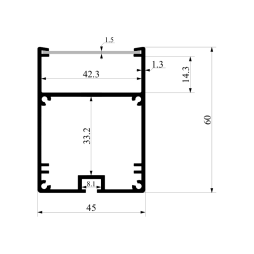 Aluminum profile for LED strip AL-44 anodized suspended/surface-mounted (50cm)