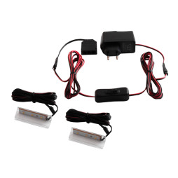 Set of plastic LED clips for lighting glass shelves with manual switch 2pcs 110-240VAC 6 cm white light, black wire LEDUA